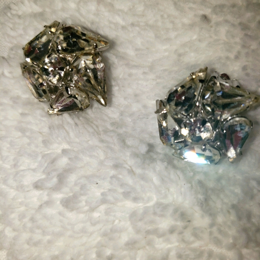 Vintage silver tone clip ons